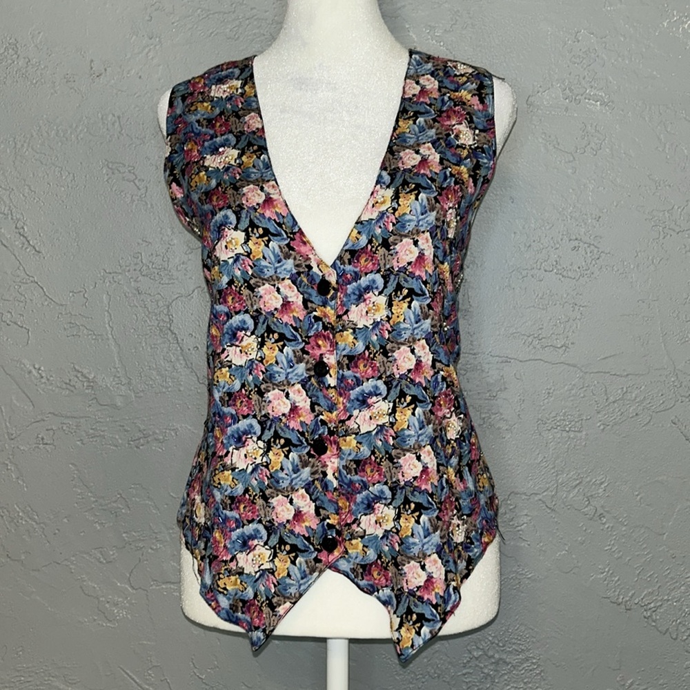 90s Vtg At!Last Beaded Floral Vest